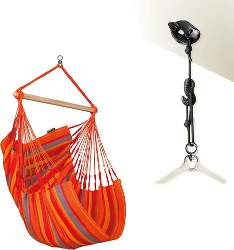 LA SIESTA® - Hamaca básica mediana Domingo y CasaMount - Silla colgante resistente a la intemperie y al desgarro - Silla hamaca interior al aire
