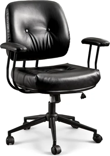 Miniatura 11 de ovios Silla de oficina ergonómica, sillas ejecutivas de piel sintética con respaldo alto y cojín grueso, cómodo sillón giratorio moderno de mediados