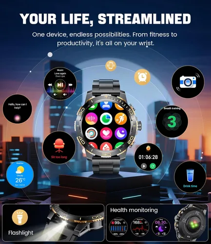 Miniatura 7 de LIGE Relojes inteligentes para hombres, marca/respuesta de llamada, reloj de fitness AMOLED de 1.43 pulgadas con monitor de frecuencia