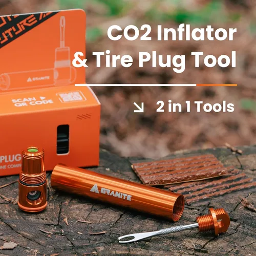 Miniatura 2 de Granite Suture Aero - Kit de tapones para neumáticos con inflador de CO2 integrado, kit de reparación de neumáticos sin cámara con 2 tapones