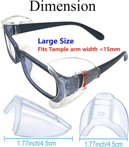 Miniatura 2 de 5 pares de protectores laterales para lentes de seguridad, protectores laterales deslizantes, se adaptan a marcos de anteojos medianos a grandes
