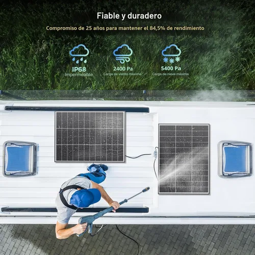 Miniatura 5 de N-Type 16BB - Panel solar de 400 W, 4 paneles solares de 100 W, 25% módulos fotovoltaicos monocristalinos de alta eficiencia, ahorro de espacio