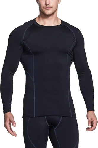 Miniatura 7 de TSLA Paquete de 1 o 2 camisetas térmicas de compresión de manga larga para hombre, camiseta de capa base atlética, camiseta de invierno para correr