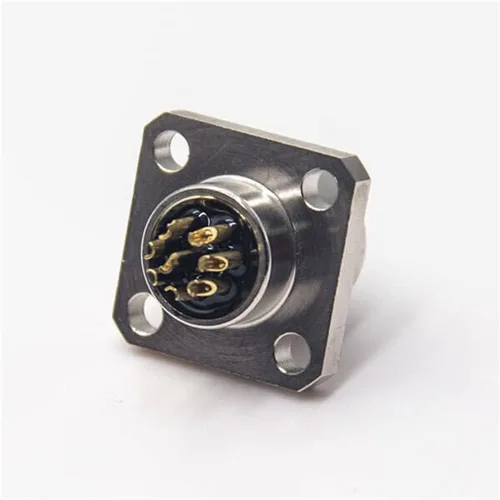 Miniatura 2 de Elecbee M12 conector hembra 8 Pin Socket 4 agujero brida montaje soldadura taza para cable