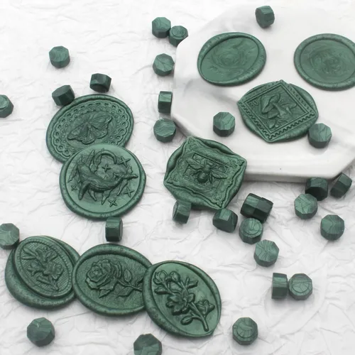 Miniatura 4 de 600 cuentas de sello de cera verde pino, pellets de cera de sellado prémium Andotopee para sellos de sellos, invitaciones de boda, sobres de cartas