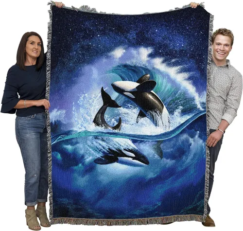 Miniatura 11 de Pure Country Weavers JL Moby Dick Cobija por Jerry LoFaro - Tapiz clásico de regalo de ballena oceánica tejida de algodón, fabricada en los Estados