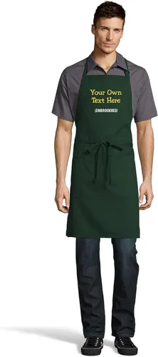 Miniatura 4 de Delantal personalizado con texto en inglés "Add a name", diseño bordado, unisex, extra largos, delantales para adultos, 23 pulgadas de ancho x 34