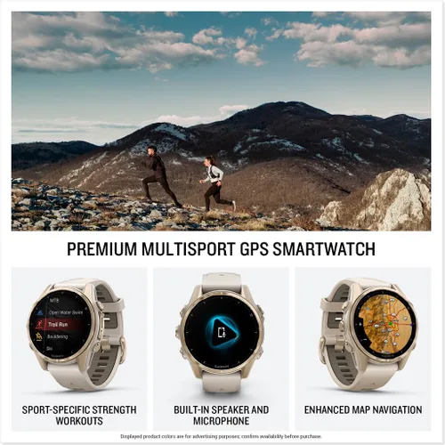 Miniatura 3 de Garmin fēnix® 8 – 43mm, AMOLED, Zafiro, Smartwatch GPS Multisport Premium, Batería de Larga Duración, Certificado para Buceo, Linterna LED Oro suave