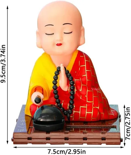 Miniatura 2 de Figura de monje pequeño, juguetes solares, juguete de baile con cabeza agitada, figuras budistas de monje de muñeca, estatuas de tablero