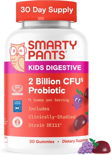 Gomas probióticas SmartyPants para niños para la salud digestiva: suplemento de apoyo a la salud intestinal e inmunidad con 2 mil millones de CFU,