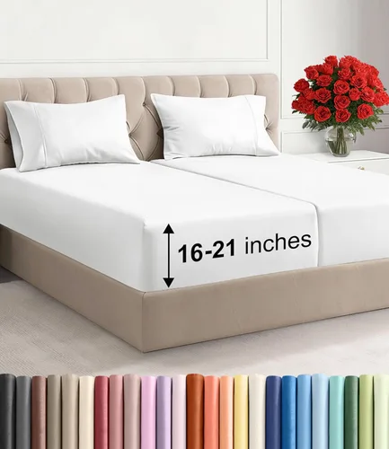 Miniatura 20 de Sábanas King divididas con bolsillos extra profundos, sábanas transpirables y refrescantes de 5 piezas, sábanas de lujo para hotel, suaves, sin 25