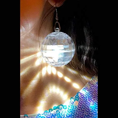 Miniatura 4 de Pendientes de luz LED con bola de discoteca para mujer, Plástico