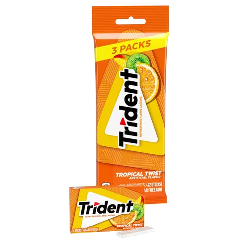 Miniatura 15 de Trident Goma de mascar de menta verde sin azúcar, 3 paquetes de 14 piezas (42 piezas en total)