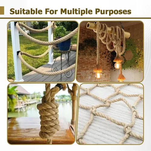 Miniatura 7 de Cuerda de cáñamo sintética de polipropileno trenzado de tres hebras de 1 pulgada x 50 pies para decoración de interiores o exteriores, proyectos