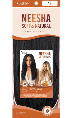 Miniatura 8 de Outre Peluca sintética con encaje frontal (suave y natural) - NEESHA 203 (color: 1B negro apagado)
