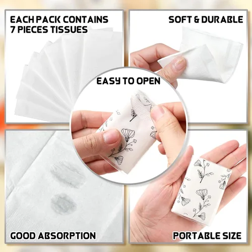 Miniatura 5 de Yinder 100 pañuelos de bolsillo a granel para boda, mini pañuelos de viaje, servilletas faciales a granel para invitados, servilletas faciales de 3