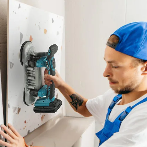 Miniatura 3 de Máquina de vibración de herramienta de instalación de azulejos, vibrador de doble ventosa, nivelación de baldosas de mano, 12000 mAh, 24000 r/min, 6