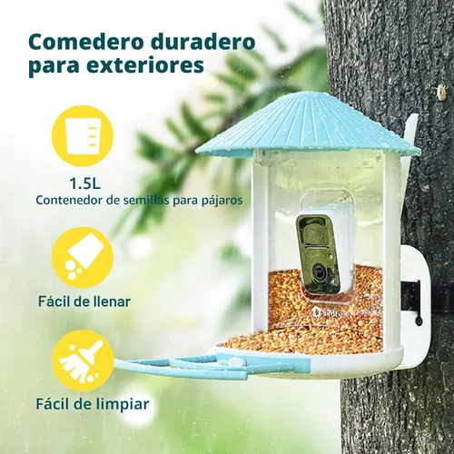 Miniatura 5 de NETVUE by Birdfy - Comedero inteligente para pájaros con cámara, AI identifica especies de aves, visión nocturna de 2 MP y alertas de aplicaciones