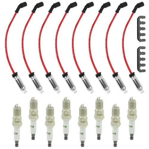 Miniatura 8 de Juego de 8 cables de bujía 41-962 para Chevy para 5.3 6.0L 6.2L, 9748HH 0.402 in cable de bujía rojo apto para Chevrolet Silverado GMC Sierra Hummer