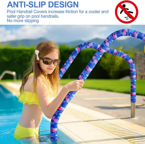 Miniatura 4 de Junkin Cubierta para pasamanos de piscina de 4 pies, cubierta para barandilla de mano de piscina con cremalleras, barandilla antideslizante, agarre