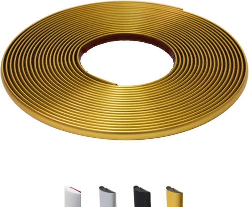 Miniatura 20 de Moldura de pared para despegar y pegar de 26.2 pies, moldura flexible en forma de D, color dorado mate para salpicaduras, espejos, paredes, ventanas