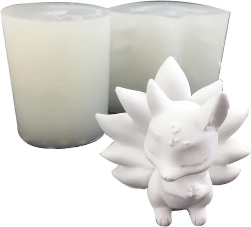 Miniatura 6 de Molde de resina epoxi con forma de zorros de nueve colas, antiadherente, vela perfumada, molde de silicona, manualidades de yeso, herramienta