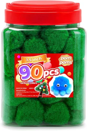 Miniatura 25 de Iooleem Pompones rosados – Tamaño surtido, 1200 piezas con ojos móviles, opciones de purpurina, perfectos para artes y manualidades