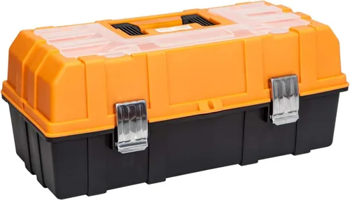Miniatura 11 de Jack Boss Caja de herramientas de metal de acero de 16 pulgadas, caja organizadora de herramientas portátil duradera con mango de aleación