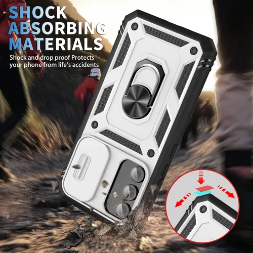 Miniatura 5 de PASNEW Funda para Samsung Galaxy A54, Soporte Metálico y Cubierta Deslizante para Cámara, Militar Multicapa Resistente de Cuerpo Completo a Prueba