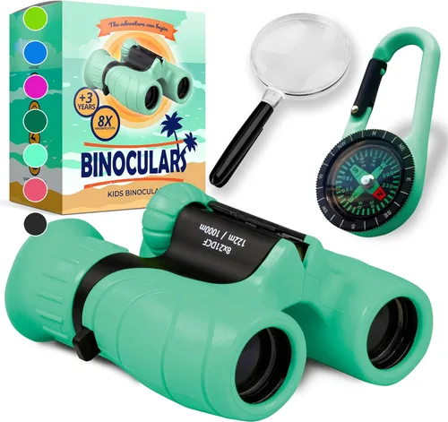 Miniatura 12 de Binoculares para niños – Juguete perfecto para niños pequeños y niñas – Juego extenso que incluye lupa y brújula – Potente aumento 8 x 21 – niños