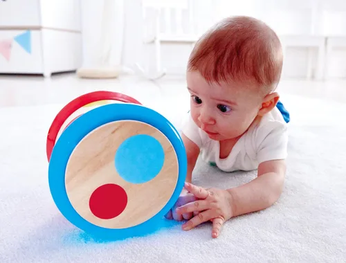 Miniatura 2 de Hape Tambor para bebé Colorido tambor rodante, instrumento musical de juguete para niños pequeños, aprendizaje de ritmo y sonido, funciona