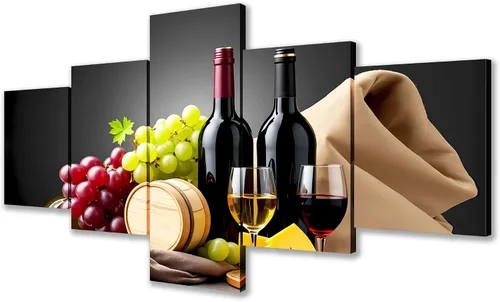 Miniatura 14 de TUMOVO - 5 cuadros de vino tinto con impresión de alta definición sobre lienzo.