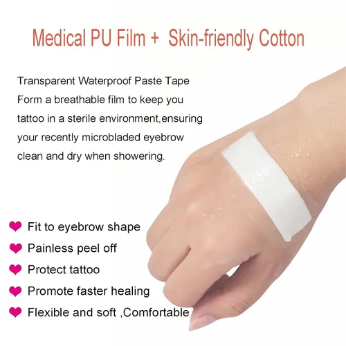 Miniatura 3 de Hipifans Protector de ojos de plástico desechable para protección de tatuajes de cejas, 40 unids/set cinta protectora impermeable pasta de cuidado
