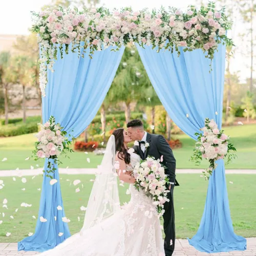FUHSY 2 paneles de cortinas tipo telón de color azul bebé, 28 x 120 pulgadas, cortinas de gasa transparente para boda, cortinas de tul azul claro