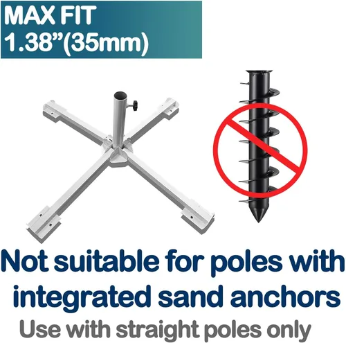 Miniatura 2 de Soporte portátil plegable para sombrilla de playa, soporte portátil para sombrilla de patio, tamaño de anclaje de sombrilla para exteriores, más