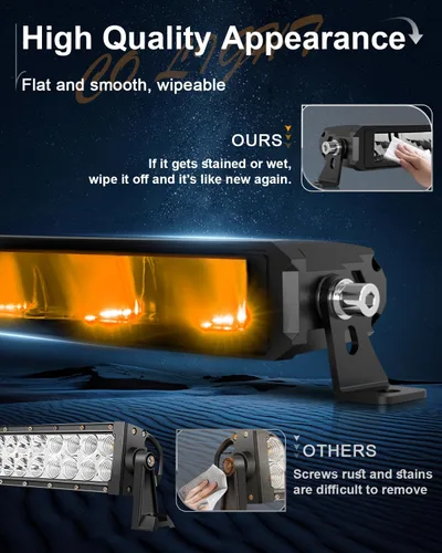 Miniatura 2 de CO LIGHT Barra de luz LED curva de una fila de 20 pulgadas - 90W 10000 lúmenes, 6000K, luz ambiental blanca y amarilla, arnés de cableado - Ideal