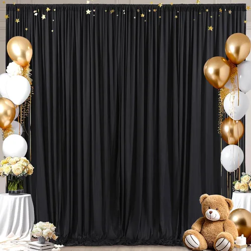 Miniatura 17 de Cortinas de fondo azul bebé de 8 x 10 pies para bodas, cortinas de fondo de poliéster sin arrugas, para baby shower, fiestas de cumpleaños