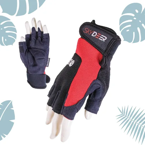 Miniatura 4 de SKYDEER Guantes de trabajo sin dedos – Guantes de gimnasio de cuero sintético de alto rendimiento, resistentes al agua, agarre antideslizante