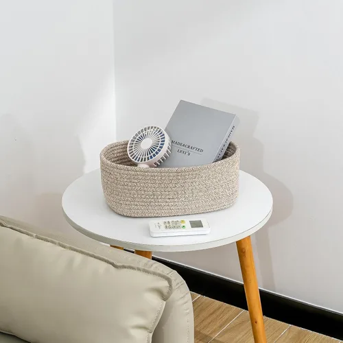 Miniatura 3 de CubesLand Cesta rectangular de organización/almacenamiento, cestas tejidas de cuerda de algodón natural para organizar, cesta pequeña para niños
