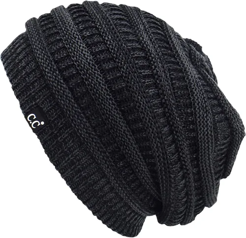 Miniatura 20 de C.C Winter Oversized Beanie Hat with Fuzzy Lining – Thick Knit Thermal Beanie for Cold Weather, Soft Warm Fleece Lined Cap