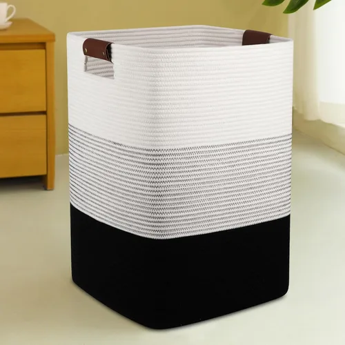 Miniatura 9 de Cesta de Ropa Sucia 96L Extra Grande Cesta de Lavandería, Cesta Tejida para Mantas, Cesta de Almacenamiento Tejida de Algodón con Asas para Sala