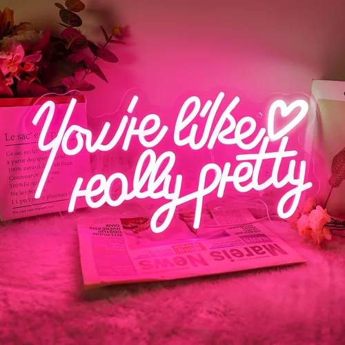 Miniatura 10 de Good Vibes - Letrero de neón rosa con corazón, luces LED rosas de 15.7 x 8 pulgadas, funciona con USB, letrero LED Good Vibes para dormitorio