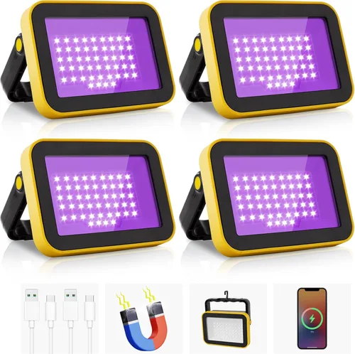 Miniatura 11 de Luces LED negras inalámbricas compatibles con batería Dewalt de 20 V, luces negras portátiles con protección de bajo voltaje, luz de inundación