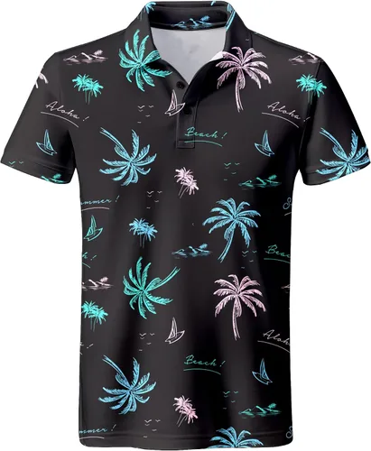 Miniatura 89 de Camisa de golf de los años 80 para hombre, ajuste seco, manga corta, estampada, divertidas, camisas de golf de los años 90 para hombre