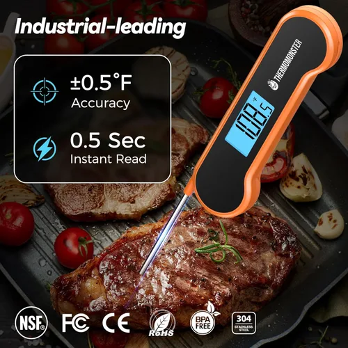 Miniatura 2 de Termómetro digital de lectura instantánea de 0.5 segundos para carne con precisión de ± 0.5 ℉, termómetro de alimentos para cocinar utensilios