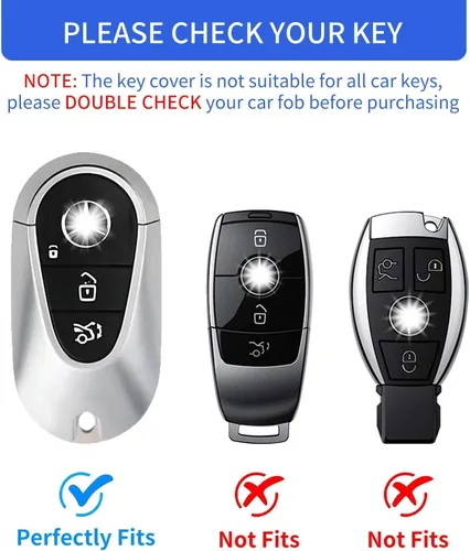 Miniatura 2 de OFFCURVE Funda para llavero de coche compatible con Benz C + llavero, Negro