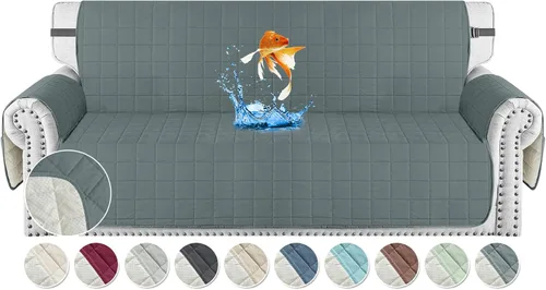 Miniatura 9 de MAXIJIN Fundas impermeables para sofá de 3 cojines, aptas para mascotas, fundas acolchadas para sofá de 69 pulgadas, lavables, protector de sofá