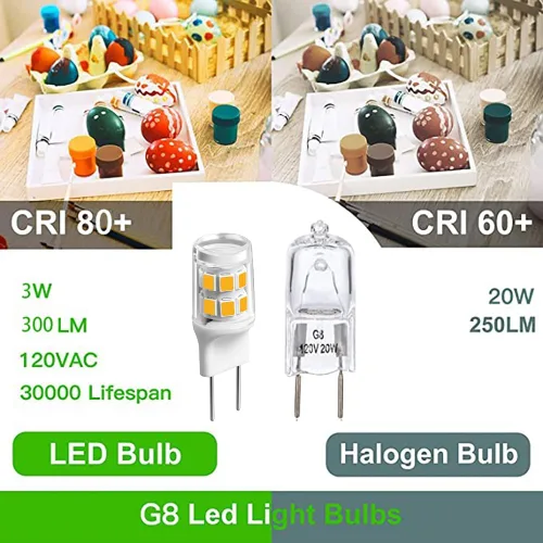 Miniatura 3 de Bombilla LED G8, 3 W (equivalente a halógeno de 20 W-25 W), base bi-pin G8 GY8.6, para iluminación de cocina debajo del mostrador, luz debajo
