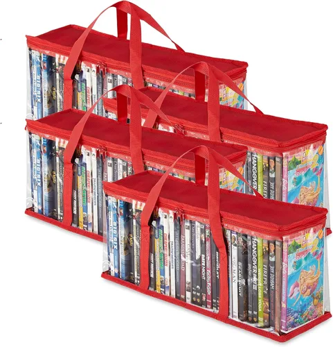 Miniatura 9 de Stock Your Home Bolsas de almacenamiento de DVD (Set de 4) Organizador de medios para DVDs, CDs, Discos Blu Ray, Estuches de películas, Cajas VHS