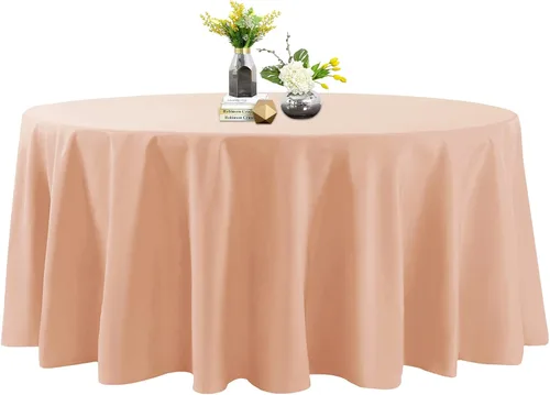 Miniatura 106 de Mantel de poliéster lavable de 90 pulgadas, resistente a las manchas y a las arrugas, mantel decorativo para mesa de comedor, fiestas de bufé y Negro